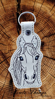 Horse  DIGITAL Embroidery File, In The Hoop Key fob, Snap tab, Keychain, Bag Tag