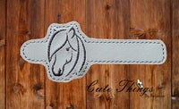 Horse Tab DIGITAL Embroidery File, Cord Wrap, Notebook Cover Tab