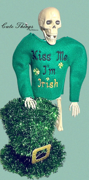 Kiss Me I'm Irish Doll Shirts, 2 Sizes, In the hoop, DIGITAL Embroidery File