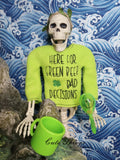 Here for the Green Beer and Bad Decisions Doll Shirts, 2 Sizes, In the hoop, DIGITAL Embroidery File