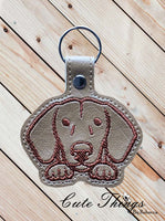 Dachshund DIGITAL Embroidery File, In The Hoop Key fob, Snap tab, Keychain, Bag Tag