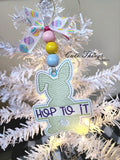 Bunny Split Design DIGITAL Embroidery File, In The Hoop, Ornament, Gift Bag Tag, Eyelet