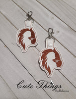 Horse with Woman DIGITAL Embroidery File, In The Hoop Key fob, Snap tab, Keychain, Bag Tag