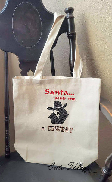 Santa Send Me A Cowboy DIGITAL Embroidery File, 4 sizes