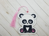 Cute Panda DIGITAL Embroidery File, In The Hoop Bookmark, Ornament, Gift Bag Tag