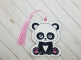 Cute Panda DIGITAL Embroidery File, In The Hoop Bookmark, Ornament, Gift Bag Tag