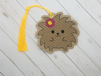 Hedgehog Bookmark  DIGITAL Embroidery File, In The Hoop Bookmark, Ornament, Gift Bag Tag