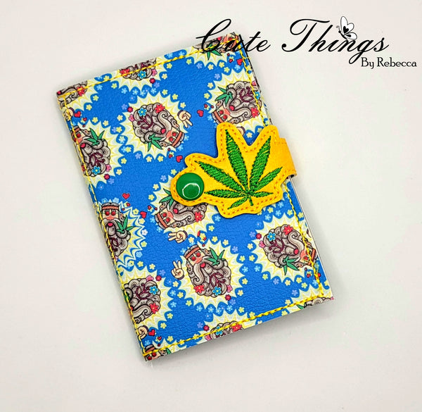 Pot Leaf Tab DIGITAL Embroidery File, Cord Wrap, Notebook Cover Tab