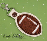 Football Applique DIGITAL Embroidery File, In The Hoop Key fob, Snap tab, Keychain, Bag Tag