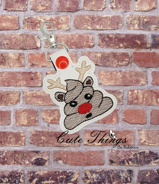 Reindeer Poop DIGITAL Embroidery File, In The Hoop Key fob, Snap tab, Keychain, Bag Tag