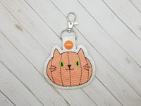 Pumpkin Cat DIGITAL Embroidery File, In The Hoop Key fob, Snap tab, Keychain