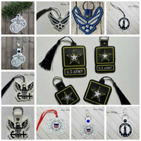 Military Bundle DIGITAL Embroidery File, In The Hoop Bookmark, Ornament, Gift Bag Tag, Eyelet, Snap Tab, Keychain, Key Fob