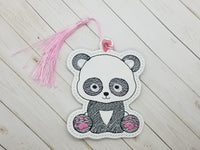 Cute Panda DIGITAL Embroidery File, In The Hoop Bookmark, Ornament, Gift Bag Tag