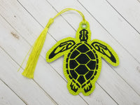 Sea Turtle Bookmark  DIGITAL Embroidery File, In The Hoop Bookmark, Ornament, Gift Bag Tag