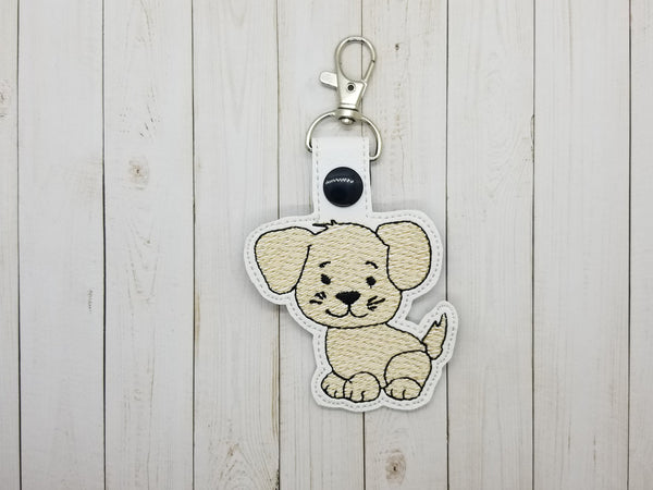 Cute Puppy DIGITAL Embroidery File Key fob, Snap tab, Keychain