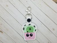 Happy Cactus DIGITAL Embroidery File Key fob, Snap tab, Keychain