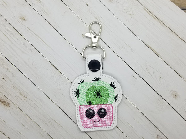 Happy Cactus DIGITAL Embroidery File Key fob, Snap tab, Keychain