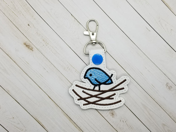 Cute Little Bird DIGITAL Embroidery File, In The Hoop 4x4 Key fob, Snap tab, Keychain, Cute Things By Rebecca