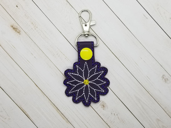 Simple Flower DIGITAL Embroidery File, In The Hoop 4x4 Key fob, Snap tab, Keychain, Cute Things By Rebecca