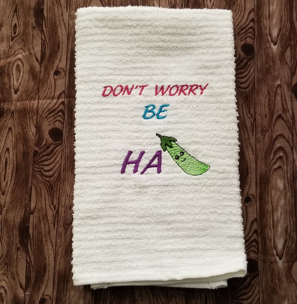 Don't Worry Be HaPea DIGITAL Embroidery File 4x4, 5x7, Cute Things by Rebecca