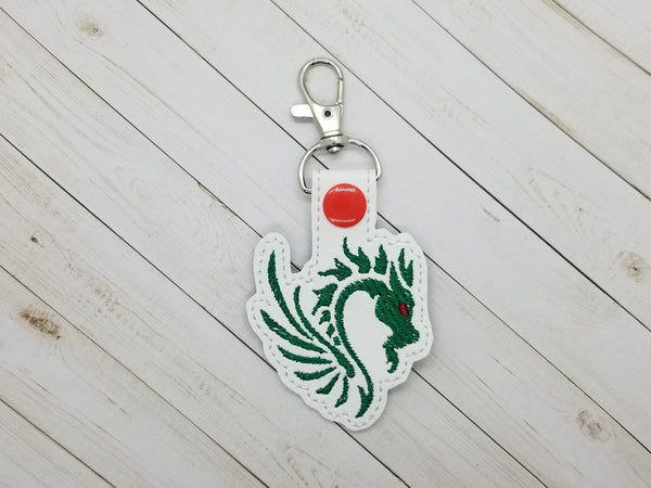 Dragon DIGITAL Embroidery File Key fob, Snap tab, Keychain