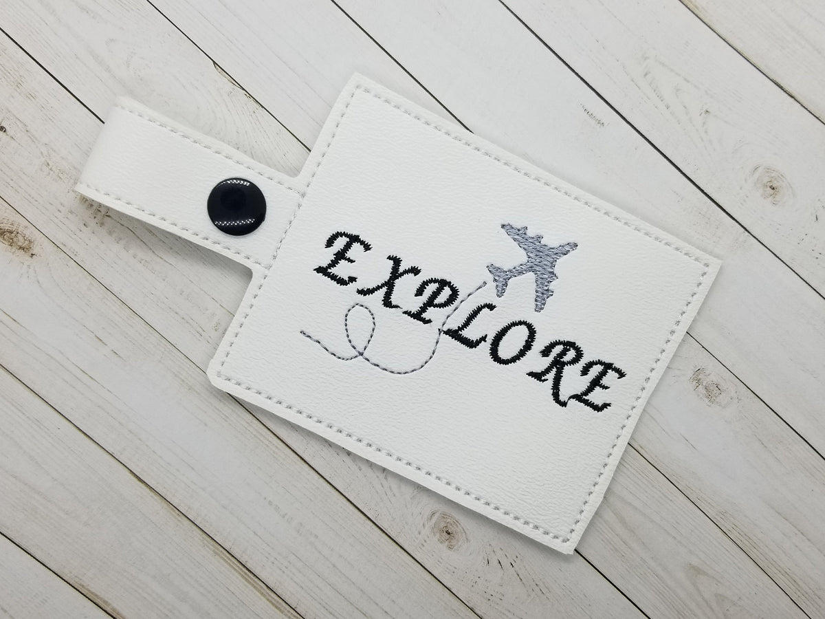 Explore Luggage Tag DIGITAL Embroidery File Key fob, Snap tab, Keychai ...