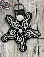 Music Star DIGITAL Embroidery File, In The Hoop Key fob, Snap tab, Keychain